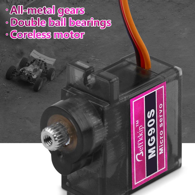Beffkkip 4PCS MG90S 9g Micro Servo Motor Metal Gear for RC Robot Car Plane Helicopter Mini Servos for Arduino Project - Image 5